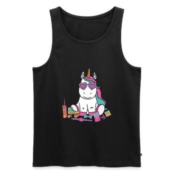 90s 80s party outfit costume unicorn - Men's Premium Organic Tank Top - black - Front - Michal (187cm)