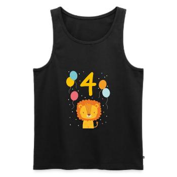 4. Geburtstag Geburtstagsshirt Löwe Vierter Geb - Männer Premium Bio Tank Top - Schwarz - Vorne - AI Model Male 178 light (178cm)