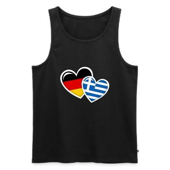 L'AMOUR DES DRAPEAUX GREC ALLEMAND AMOUR - Débardeur bio Premium Homme - noir - Devant - AI Model Male 178 light (178cm)