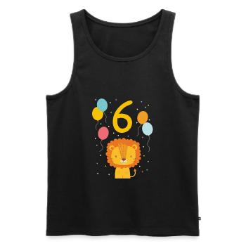 6. Geburtstag Geburtstagsshirt Löwe Sechster Geb - Männer Premium Bio Tank Top - Schwarz - Vorne - Michal (187cm)