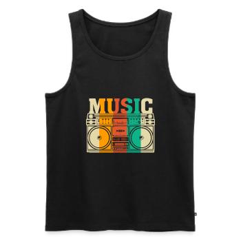 La musique - Débardeur bio Premium Homme - noir - Devant - AI Model Male 178 light (178cm)