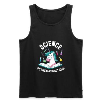 Science Is Like Magic But Real Unicorn - Men's Premium Organic Tank Top - black - Front - AI Model Male 178 light (178cm)