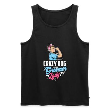 Crazy Dog Groomer Lady Pet Groomer - Men's Premium Organic Tank Top - black - Front - Michal (187cm)