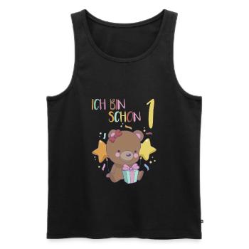 1er anniversaire fille 1 an ours j'ai 1 an - Débardeur bio Premium Homme - noir - Devant - Michal (187cm)