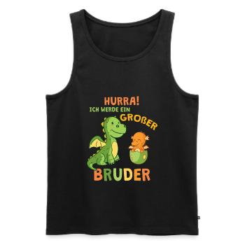 Hurra Ich Werde Ein Großer Bruder Dinosaurier Dino - Männer Premium Bio Tank Top - Schwarz - Vorne - Michal (187cm)
