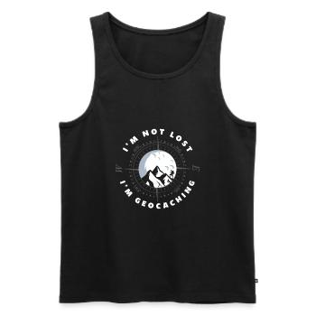 Funny Geocacher Geocache Geocaching Gift - Men's Premium Organic Tank Top - black - Front - AI Model Male 178 light (178cm)