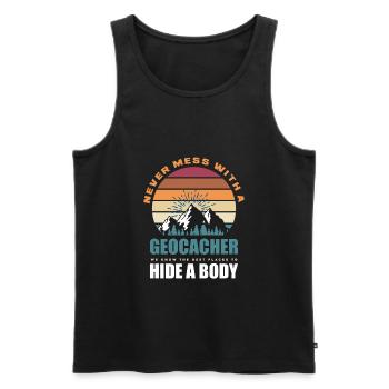 Funny Geocacher Geocache Geocaching Gift - Men's Premium Organic Tank Top - black - Front - AI Model Male 178 light (178cm)