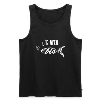 Je m'en fish. Humour Pour Pêcheur Cadeau Idéal Fun - Débardeur bio Premium Homme - noir - Devant - Michal (187cm)