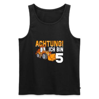5. Geburtstag Achtung Ich Bin 5 Bagger Baustelle - Männer Premium Bio Tank Top - Schwarz - Vorne - Michal (187cm)