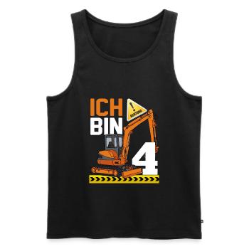 4. Geburtstag Achtung Ich Bin 4 Bagger Baustelle - Männer Premium Bio Tank Top - Schwarz - Vorne - Michal (187cm)