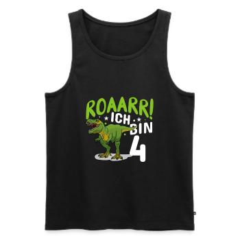 4. Geburtstag 4 Jahre Dino Dinosaurier Fan - Männer Premium Bio Tank Top - Schwarz - Vorne - Michal (187cm)