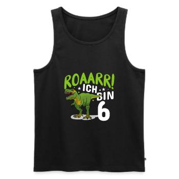 6. Geburtstag 6 Jahre Dino Dinosaurier Fan - Männer Premium Bio Tank Top - Schwarz - Vorne - Michal (187cm)