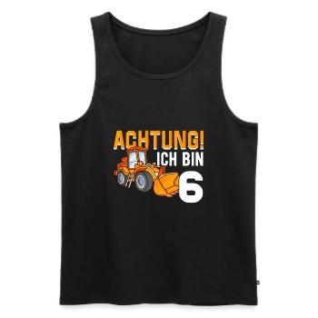 6. Geburtstag Achtung Ich Bin 6 Bagger Baustelle - Männer Premium Bio Tank Top - Schwarz - Vorne - Michal (187cm)