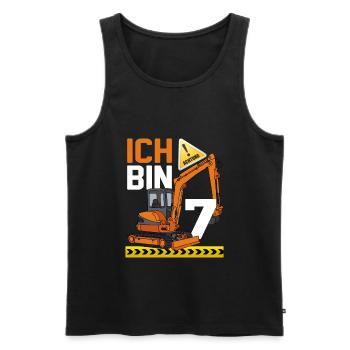 7. Geburtstag Achtung Ich Bin 7 Bagger Baustelle - Männer Premium Bio Tank Top - Schwarz - Vorne - Michal (187cm)