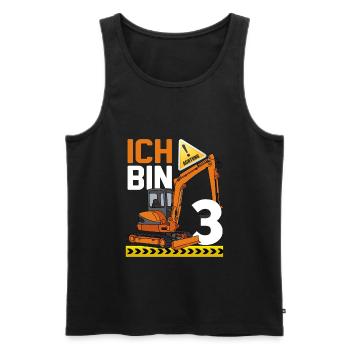 3. Geburtstag Achtung Ich Bin 3 Bagger Baustelle - Männer Premium Bio Tank Top - Schwarz - Vorne - Michal (187cm)