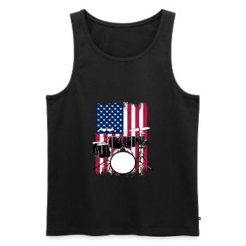 Drums Drummer Gift USA Flag - Men's Premium Organic Tank Top - black - Front - Michal (187cm)