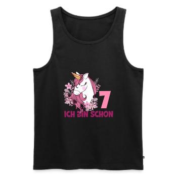 7. Geburtstag Mädchen 7 Jahre Pferd Pferde Einhorn - Männer Premium Bio Tank Top - Schwarz - Vorne - Michal (187cm)