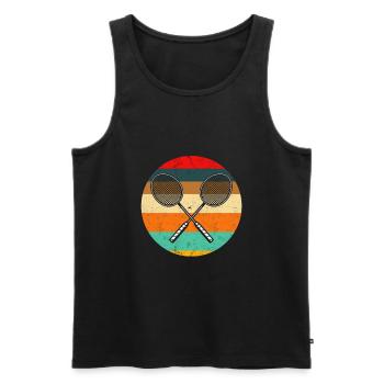 Retro Badminton Badminton Player Gift - Men's Premium Organic Tank Top - black - Front - Michal (187cm)