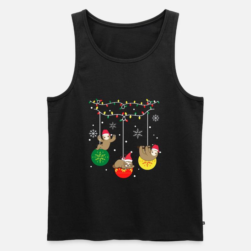 Faultier Weihnachten - Männer Premium Bio Tank Top - Schwarz