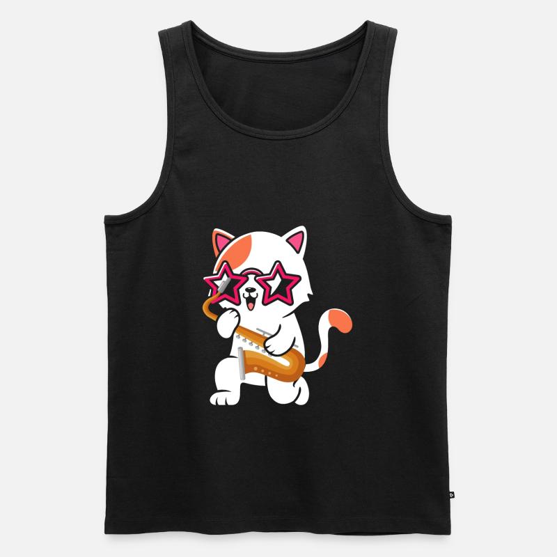Saxophon Jazz - Männer Premium Bio Tank Top - Schwarz