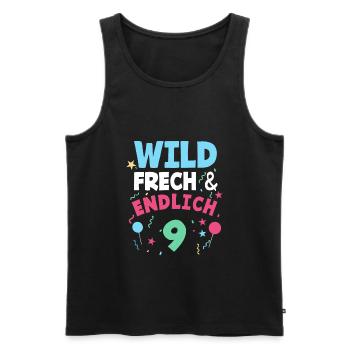 9. Geburtstag Wild, Frech & Endlich 9 Jahre - Männer Premium Bio Tank Top - Schwarz - Vorne - AI Model Male 178 light (178cm)