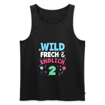 2. Geburtstag Wild, Frech & Endlich 2 Jahre - Männer Premium Bio Tank Top - Schwarz - Vorne - AI Model Male 178 light (178cm)