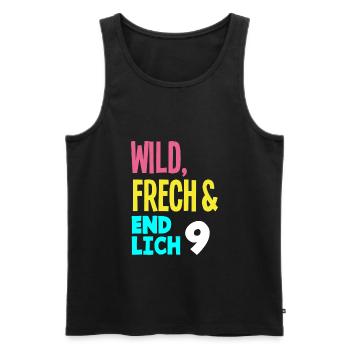 9. Geburtstag Wild, Frech & Endlich 9 Jahre - Männer Premium Bio Tank Top - Schwarz - Vorne - AI Model Male 178 light (178cm)