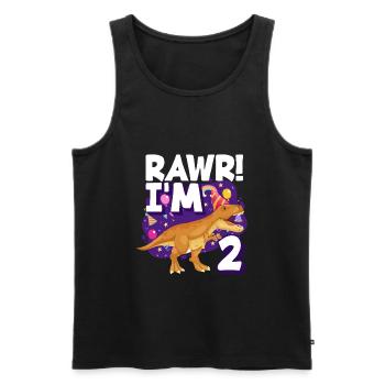 2ème anniversaire Garçon Filles 2 ans Dinosaures - Débardeur bio Premium Homme - noir - Devant - Michal (187cm)