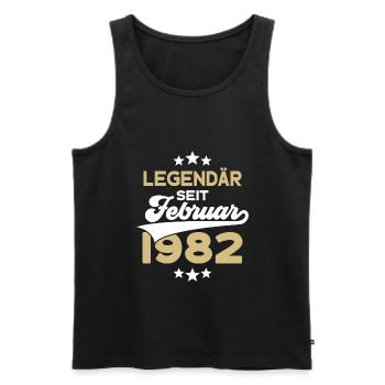 44. GEBURTSTAG LEGENDÄR SEIT FEBRUAR 1982 LEGENDE - Männer Premium Bio Tank Top - Schwarz - Vorne - Michal (187cm)