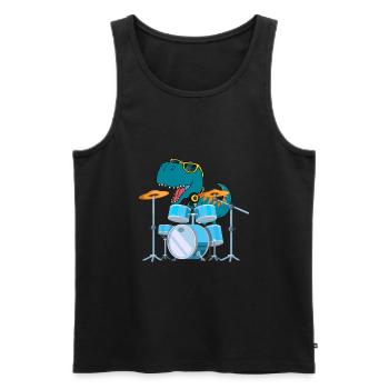 Funny Dinosaur Drums Gift - Men's Premium Organic Tank Top - black - Front - AI Model Male 178 light (178cm)