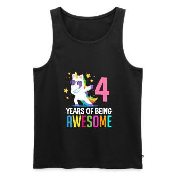 4ème anniversaire 4 ans licorne chemise d’anniversaire - Débardeur bio Premium Homme - noir - Devant - Michal (187cm)