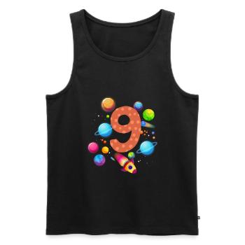9th Birthday Boys 9 Years Planet Birthday - Men's Premium Organic Tank Top - black - Front - AI Model Male 178 light (178cm)