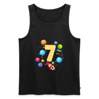 7th Birthday Boys 7 Years Planet Birthday - Men's Premium Organic Tank Top - black - Front - AI Model Male 178 light (178cm)