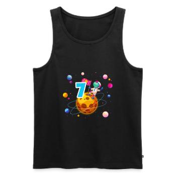 7th Birthday Boys 7 Years Planet Birthday - Men's Premium Organic Tank Top - black - Front - AI Model Male 178 light (178cm)