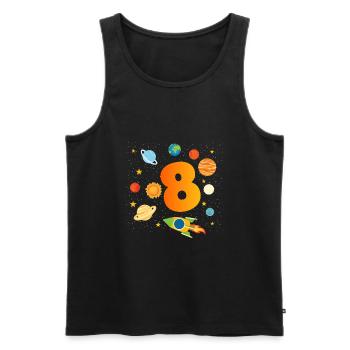 8th Birthday Boys 8 Years Planet Birthday - Men's Premium Organic Tank Top - black - Front - AI Model Male 178 light (178cm)