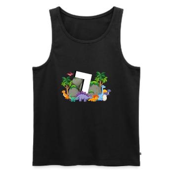 7th Birthday 7 Years Dino Dinosaur Fan - Men's Premium Organic Tank Top - black - Front - Michal (187cm)
