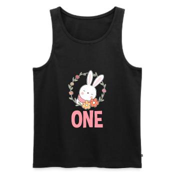 1er anniversaire Fille 1 an Lapin Lapin - Débardeur bio Premium Homme - noir - Devant - Michal (187cm)