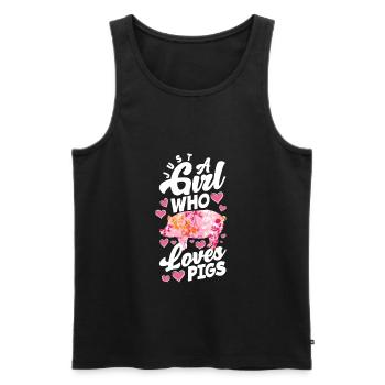 Just a girl who loves pigs - Men's Premium Organic Tank Top - black - Front - AI Model Male 178 light (178cm)