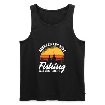 Cadeau amusant de pêcheur - Débardeur bio Premium Homme - noir - Devant - Michal (187cm)