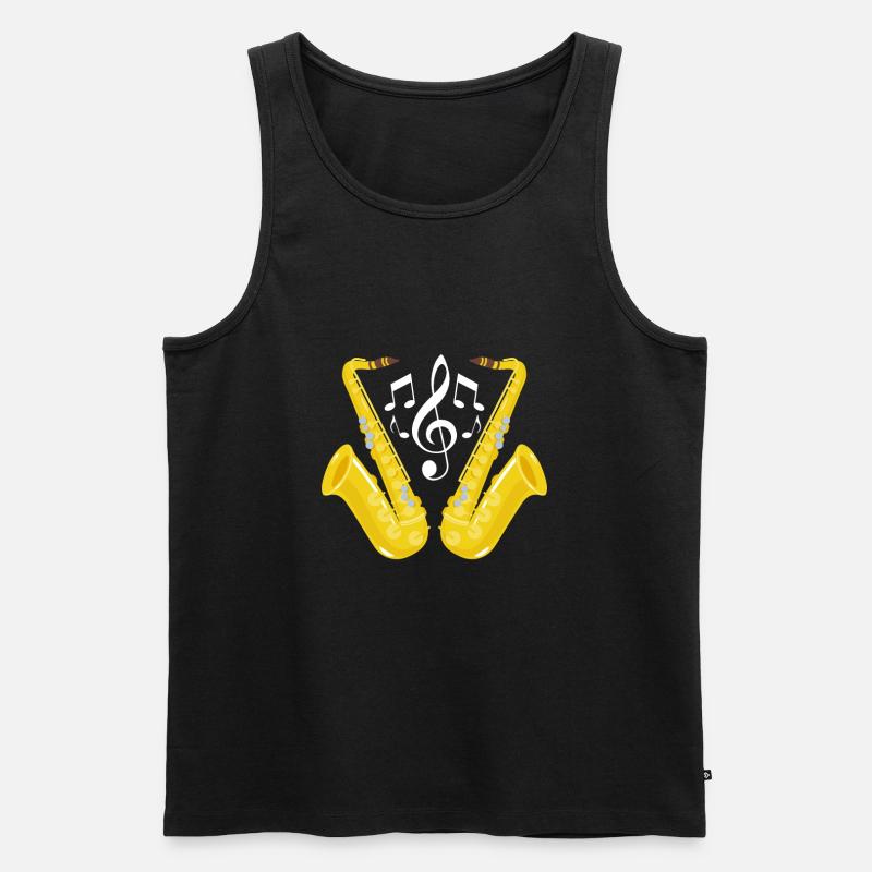Saxophon Jazz - Männer Premium Bio Tank Top - Schwarz