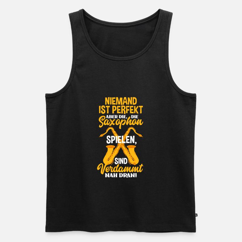 Lustiges Saxophon Geschenk - Männer Premium Bio Tank Top - Schwarz