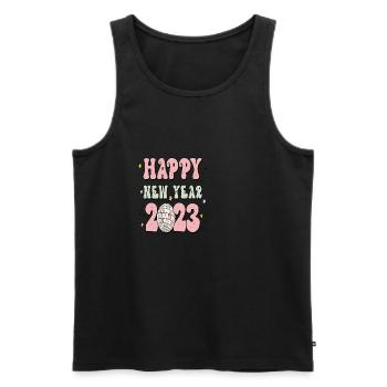 Happy New Year 2023 New Year's Eve Christmas - Men's Premium Organic Tank Top - black - Front - AI Model Male 178 light (178cm)
