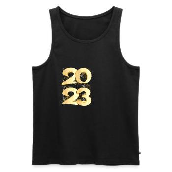 Joyeux Nouvel An 2023 Réveillon du Nouvel An Noël - Débardeur bio Premium Homme - noir - Devant - Michal (187cm)