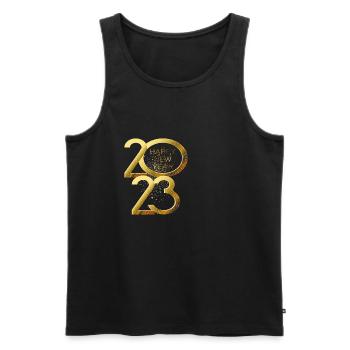 Joyeux Nouvel An 2023 Réveillon du Nouvel An Noël - Débardeur bio Premium Homme - noir - Devant - Michal (187cm)