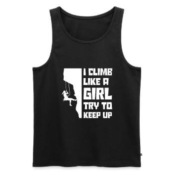 I Climb Like A Girl Try To Keep Up Bouldering Clim - Männer Premium Bio Tank Top - Schwarz - Vorne - Michal (187cm)