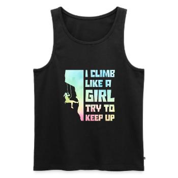 I Climb Like A Girl Try To Keep Up Bouldering Clim - Männer Premium Bio Tank Top - Schwarz - Vorne - Michal (187cm)