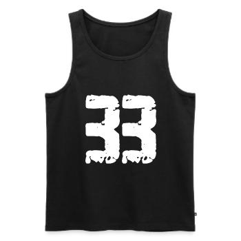 33 Nombre Vintage - Débardeur bio Premium Homme - noir - Devant - Michal (187cm)