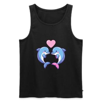 Delfin Paar Liebe Valentinstag - Männer Premium Bio Tank Top - Schwarz - Vorne - Michal (187cm)
