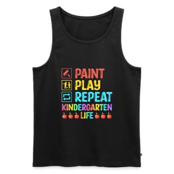 Paint Play Repeat Kindergarten Life School Teacher - Men's Premium Organic Tank Top - black - Front - Michal (187cm)