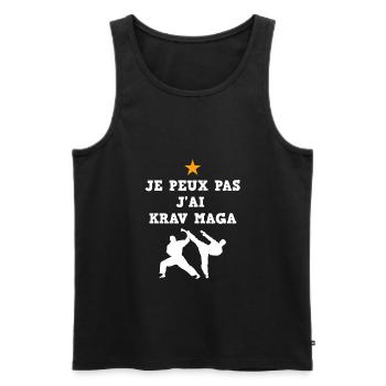 Je peux pas j'ai krav maga - Débardeur bio Premium Homme - noir - Devant - Michal (187cm)